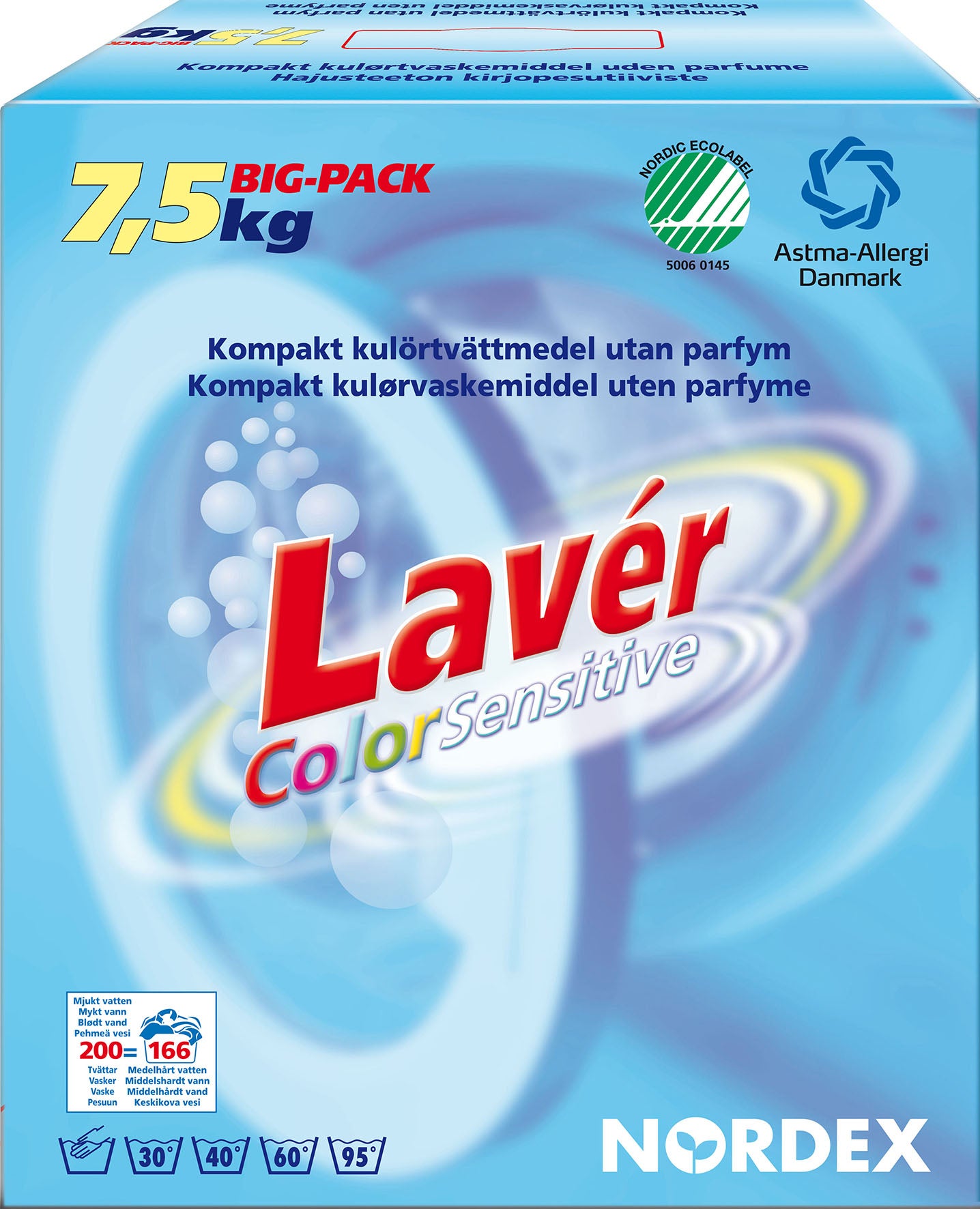 Tvättmedel pulver Lavér Color 7,5 kg