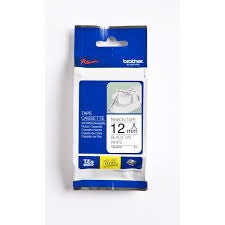 Märkband satin TZe-R231 12 mm x 4 m svart/vit