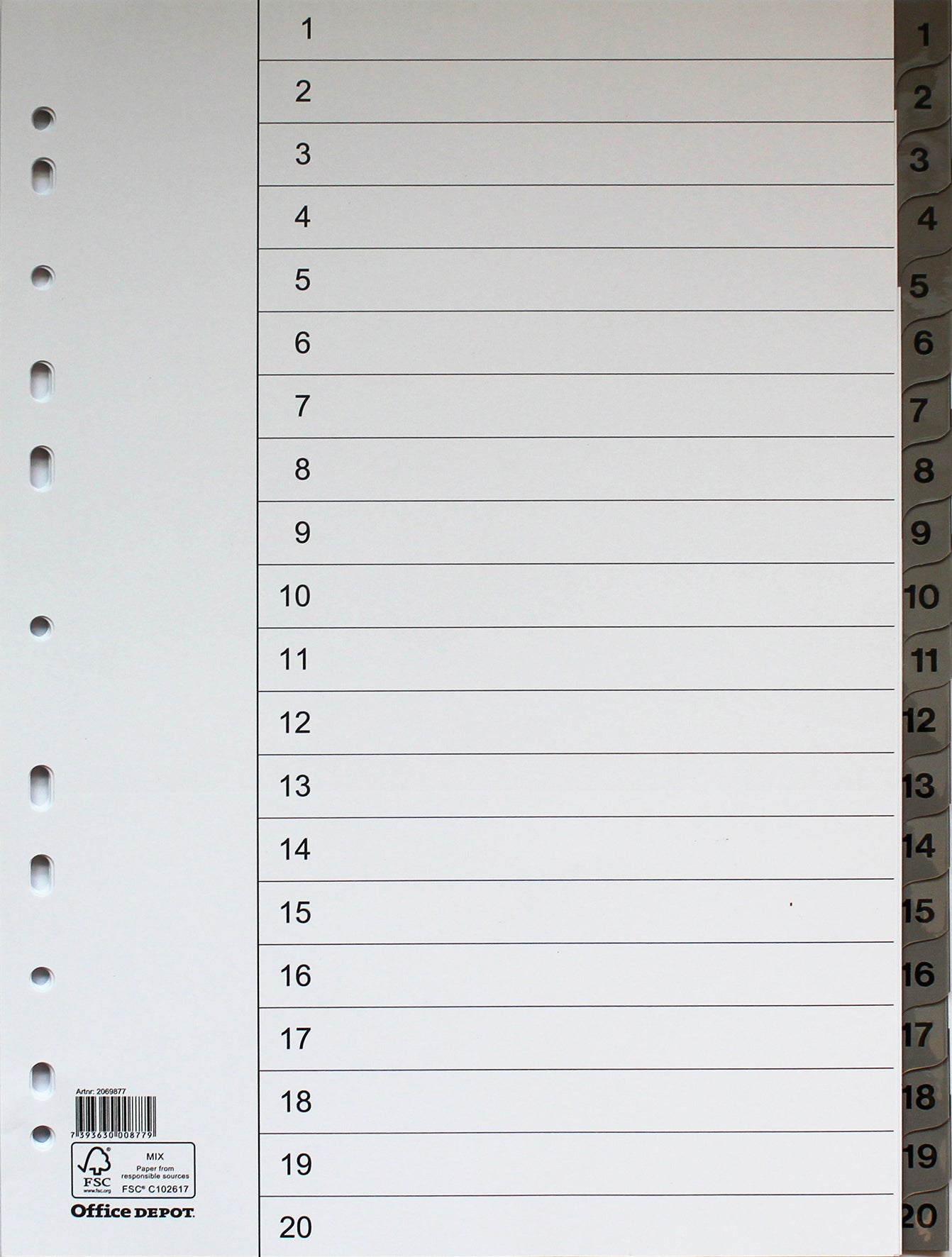 Register med plastförstärkta flikar Office Depot