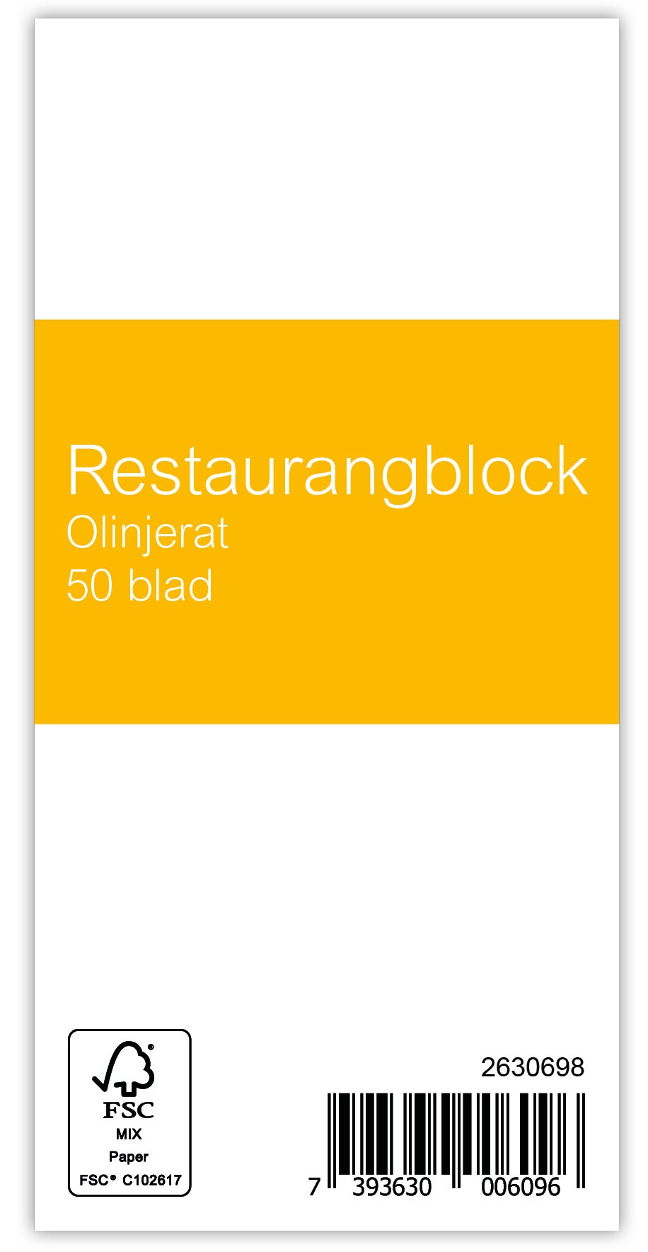 Restaurangblock 7x14,5cm 50blad olinjerad