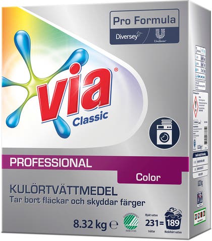 Tvättmedel Via Professional Color+ 8,32 kg