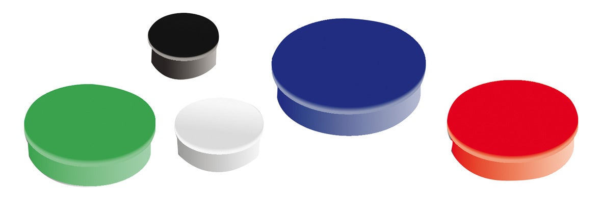 Magnet rund  30 mm sorterade färger 10 st/fp