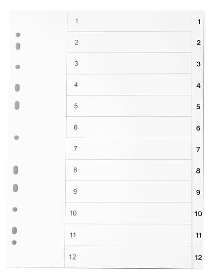 Register vit kartong A4 1-12