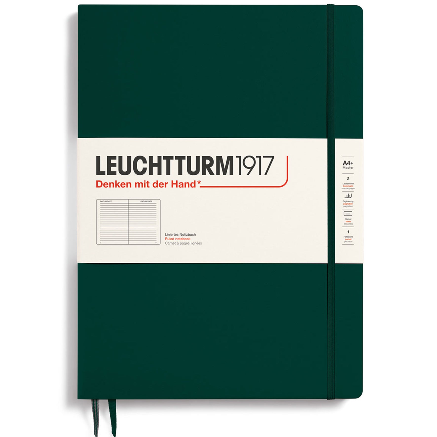 Anteckningsbok A4+ linjerad Forest green