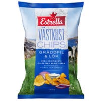 Västkustchips Estrella Gräddfil & Lök 18x180 g