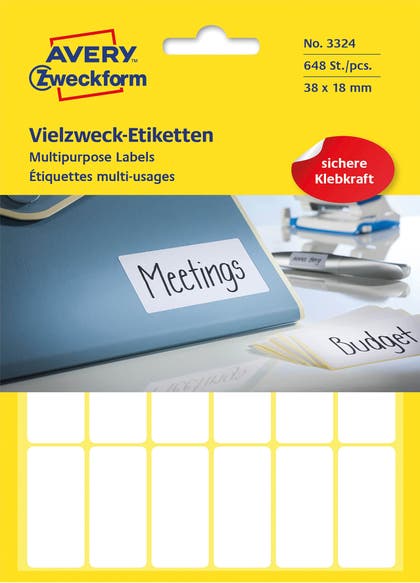 Märketiketter vit Avery
