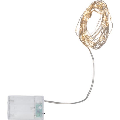 Ljusslinga Dew Drop batteri silver 4 m varmvit
