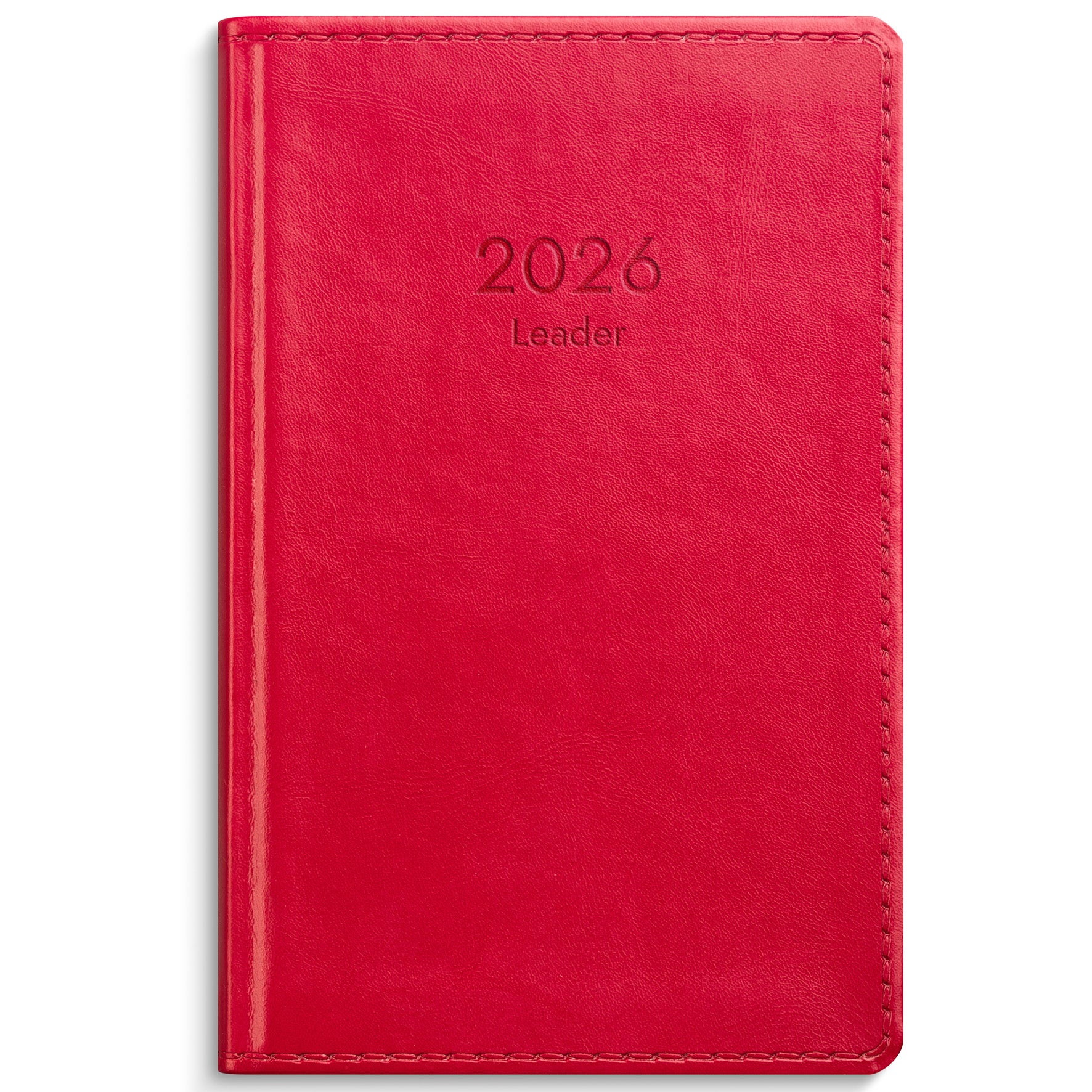 Kalender Leader 2026 röd konstläder