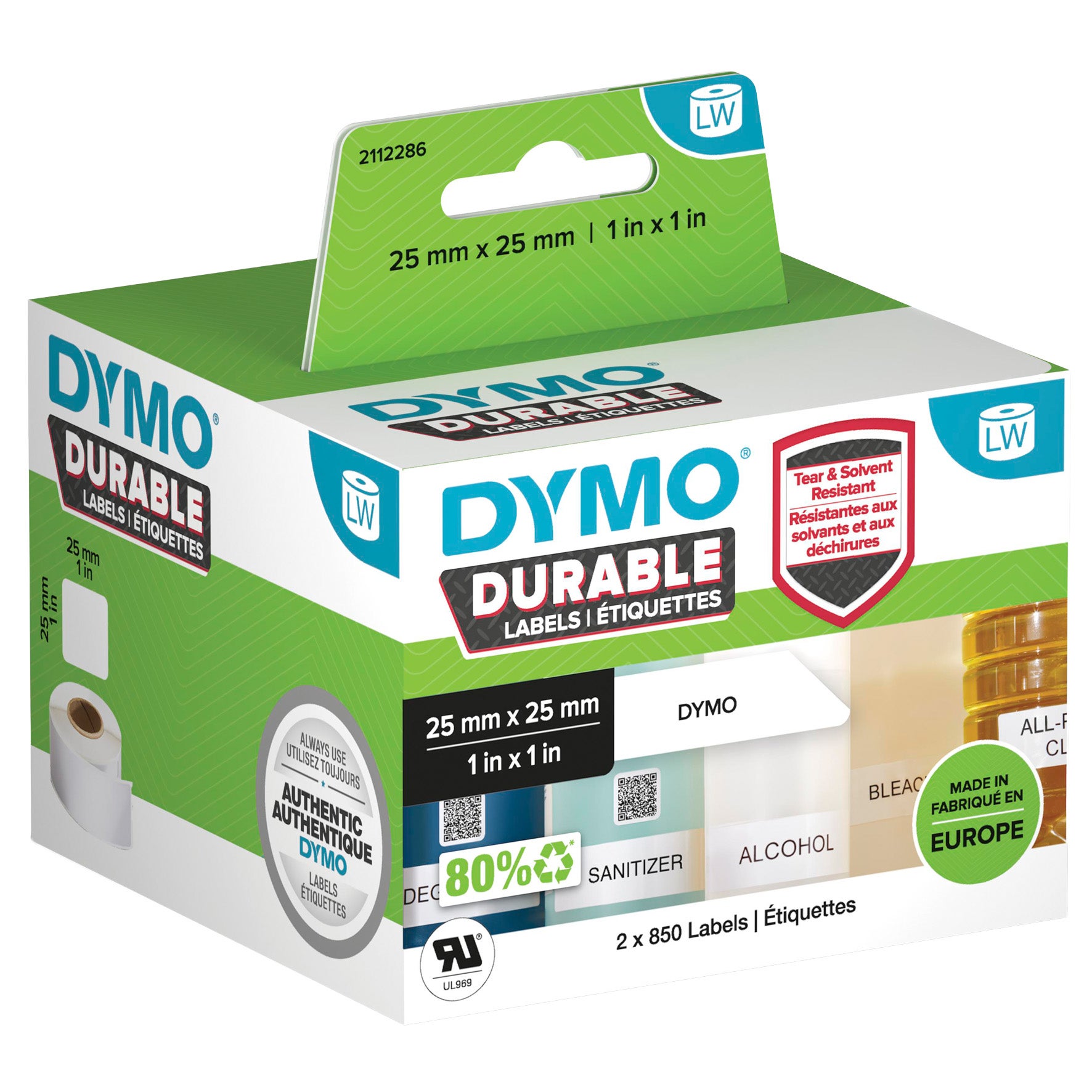 Etikett Dymo Durable 25x25 mm
