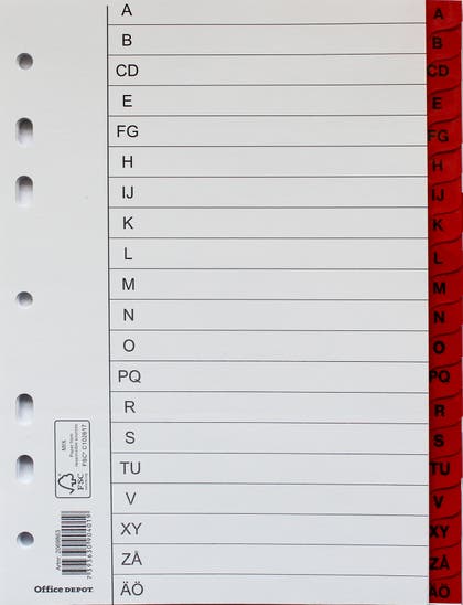 Register flikförstärkt A5 A-Ö