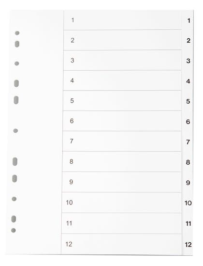 Register vit kartong A4 1-12