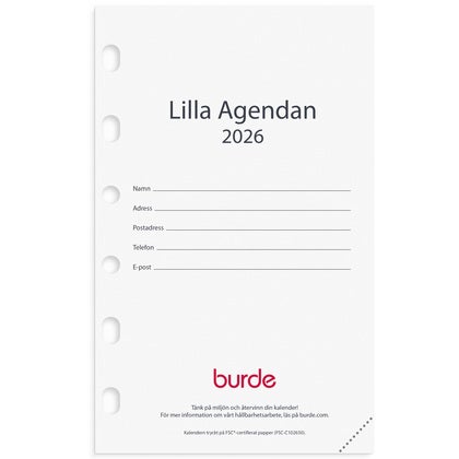 Kalender Compact Lilla Agendan 2026 kalendersats