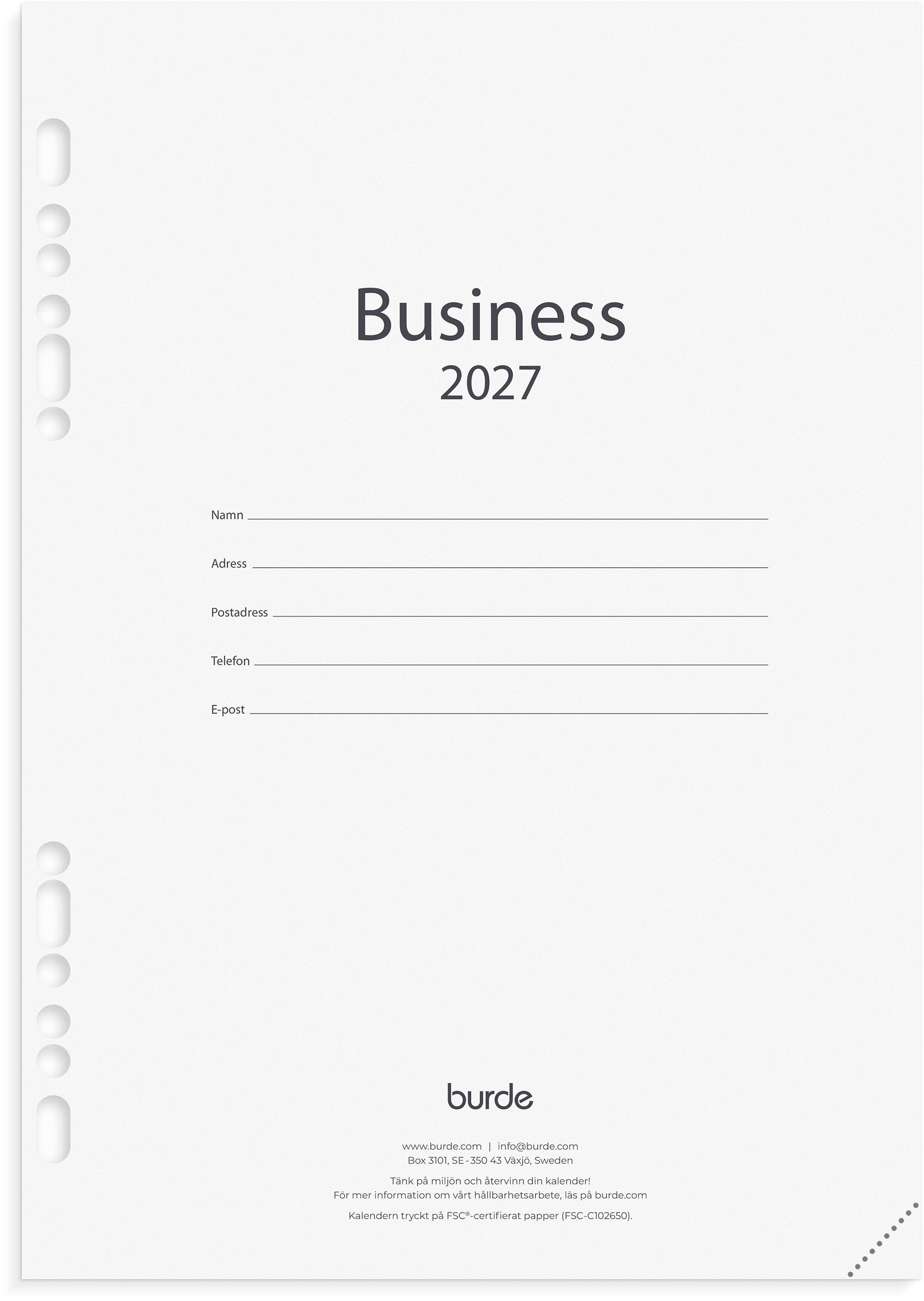 Kalendersats Business 2027 Burde