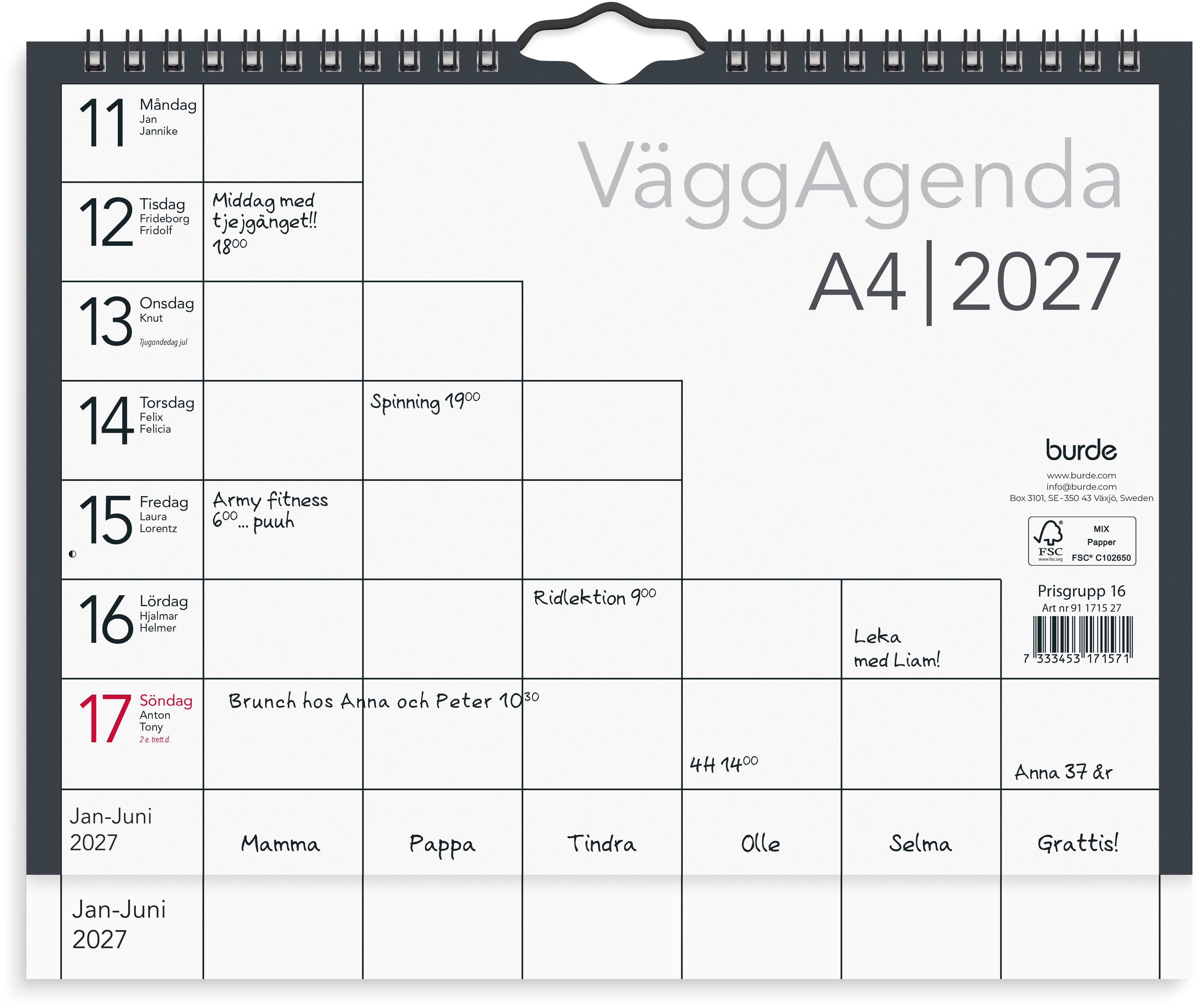 Väggagenda 2027 A4 Burde