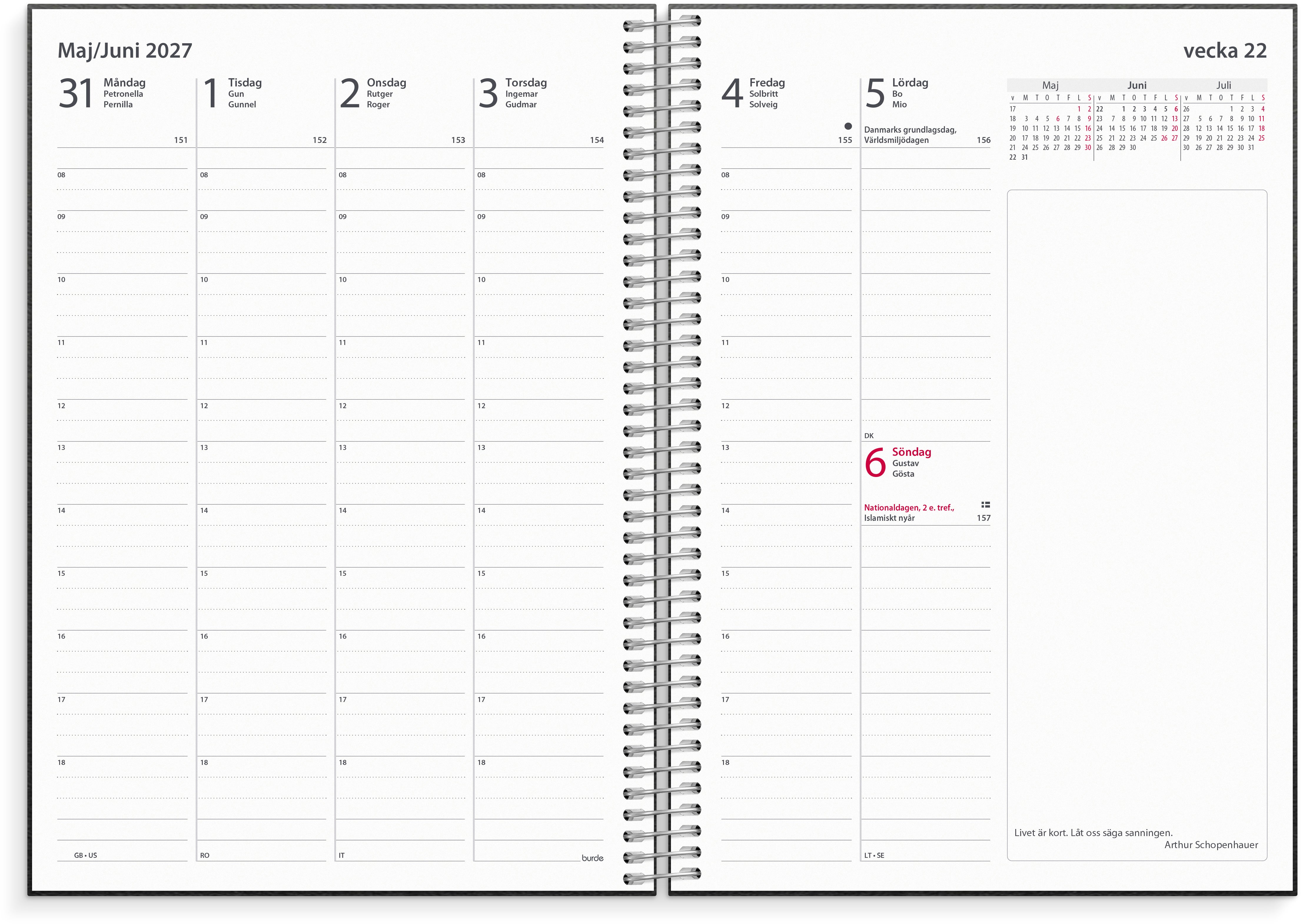 Kalender 2027 Business VIP refill Burde