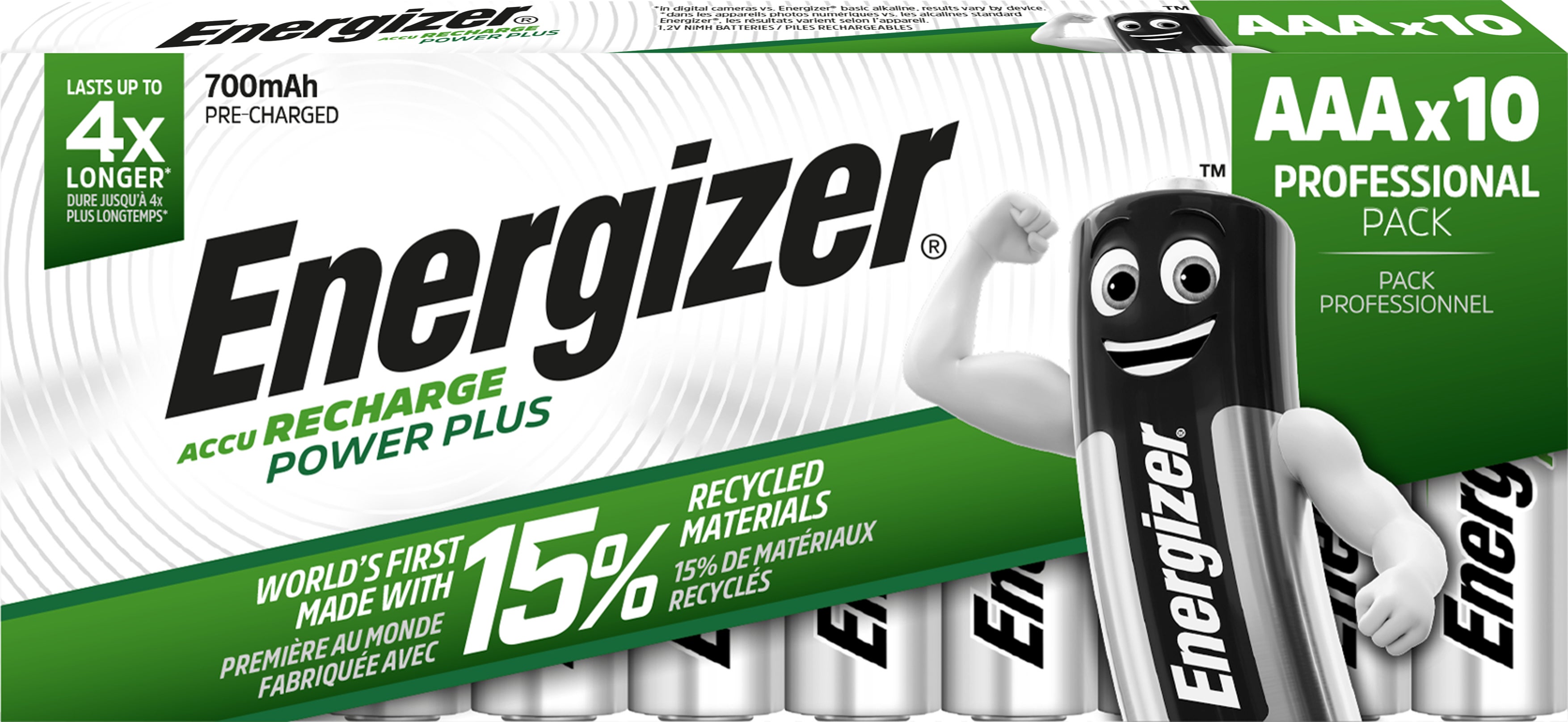 Energizer Laddningsbara Batterier AAA 700mAH 10-pack