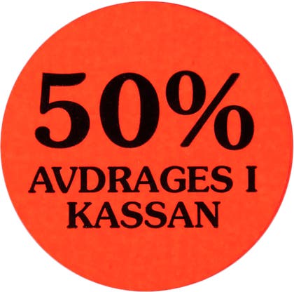 Etikett - % avdrages i kassan
