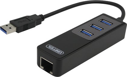 USB 3.0 nätverksadapter Deltaco 10/100/1000Mbps Svart