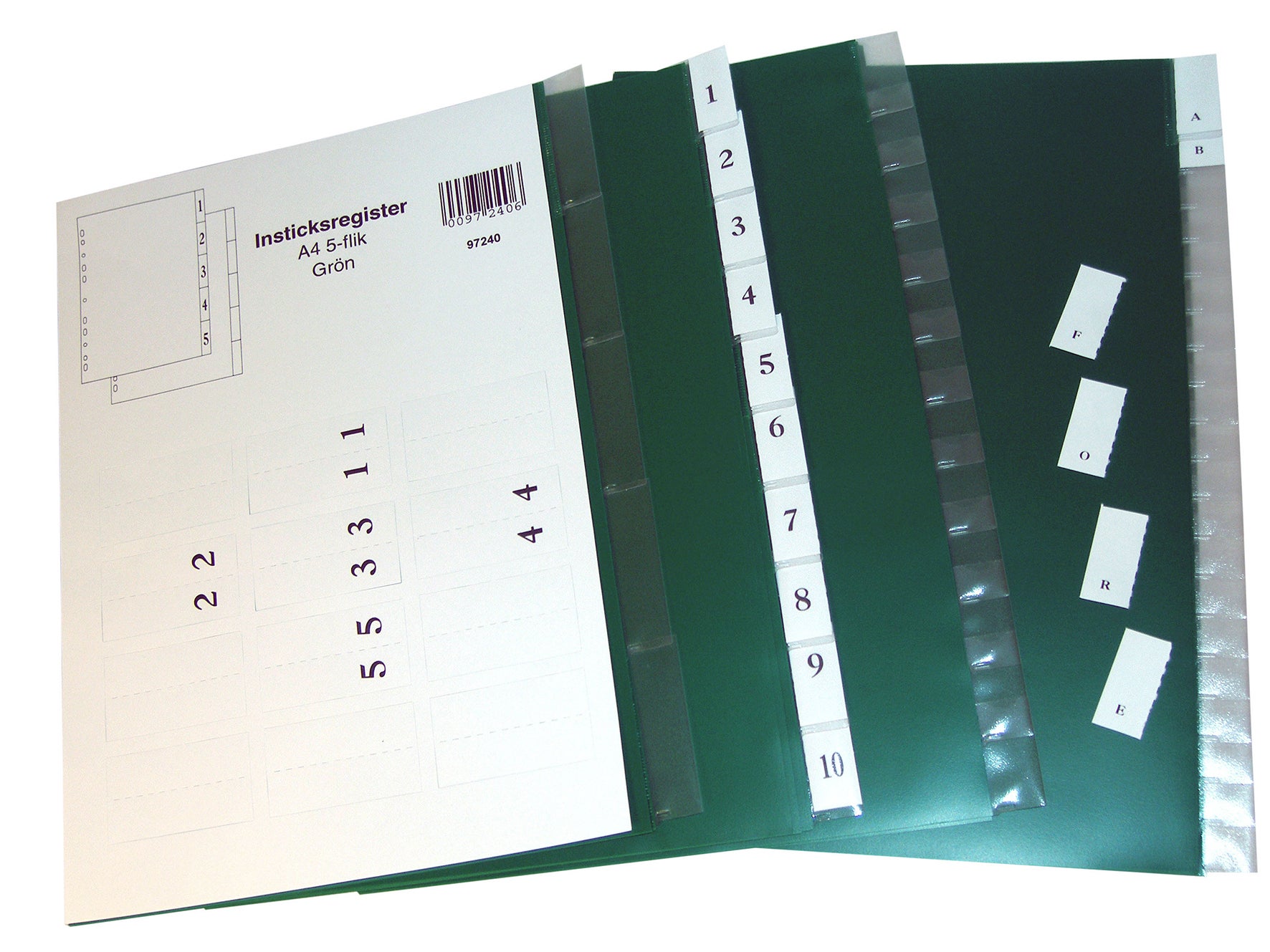 Register PP-plast med instick A4 grön