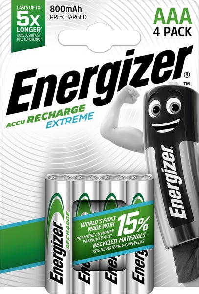 Energizer Extreme Laddningsbara Batterier AAA 4-pack 800 mAH