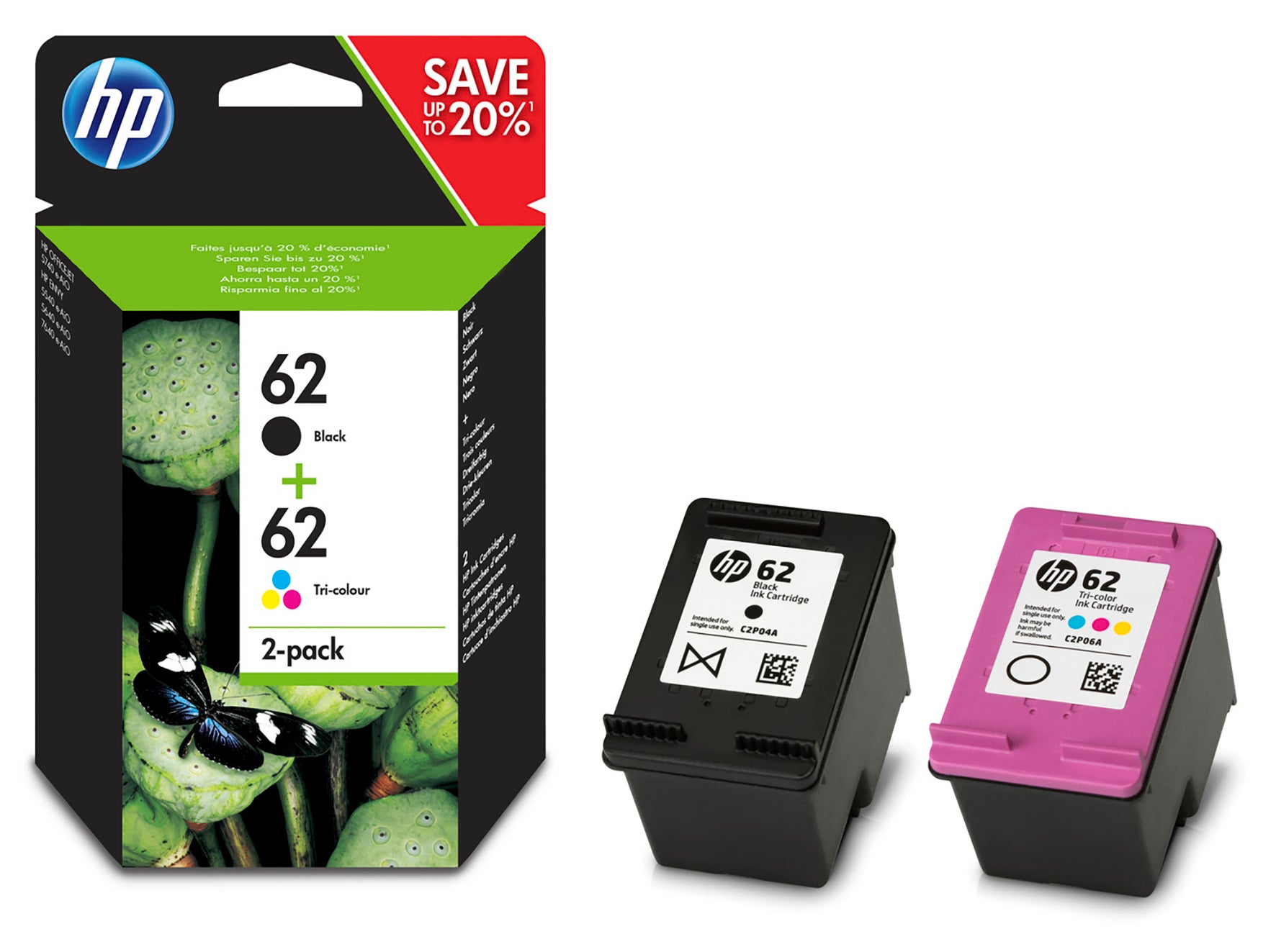 Bläck HP No62 CMYK 2 st/fp