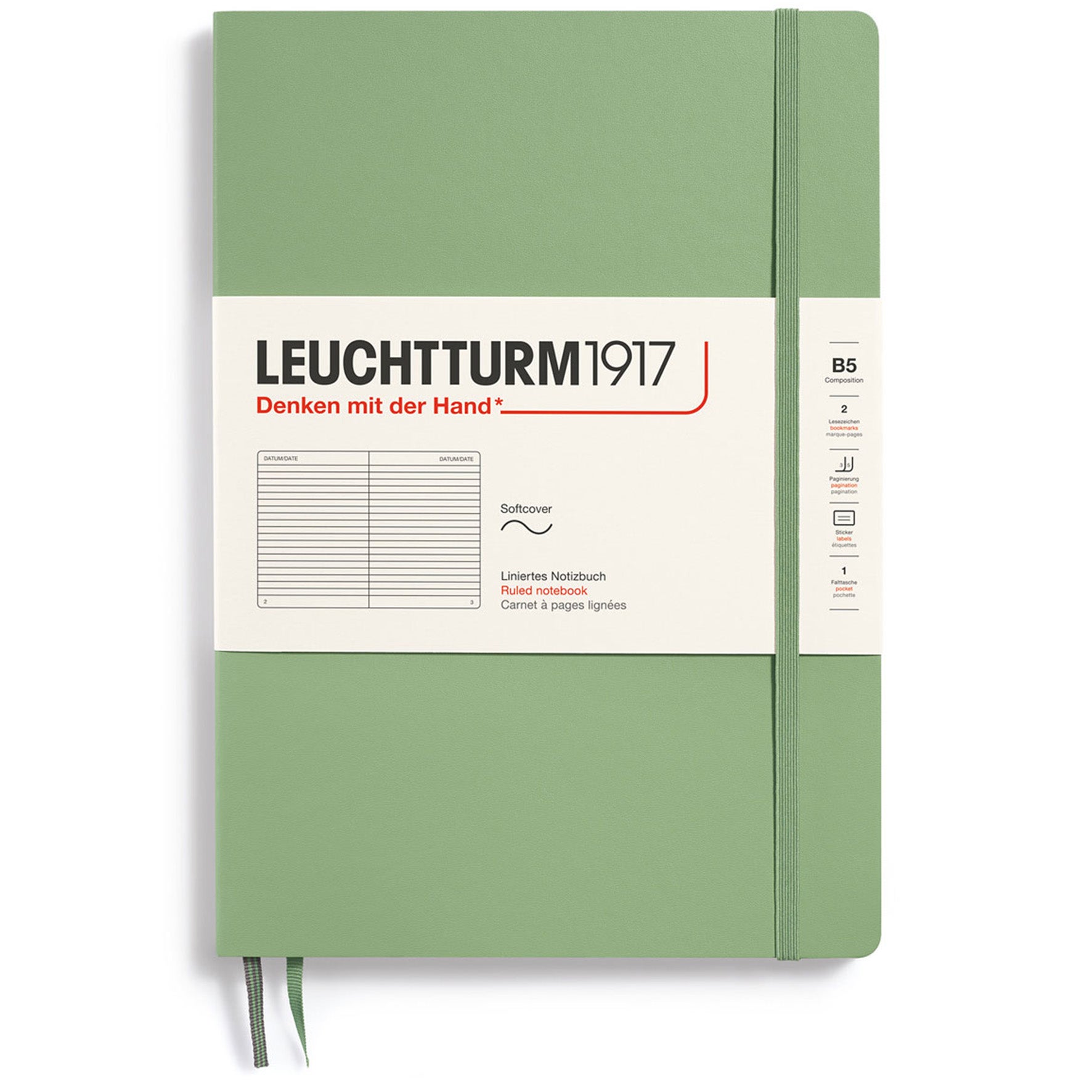 Anteckningsbok B5 soft linjerad Sage