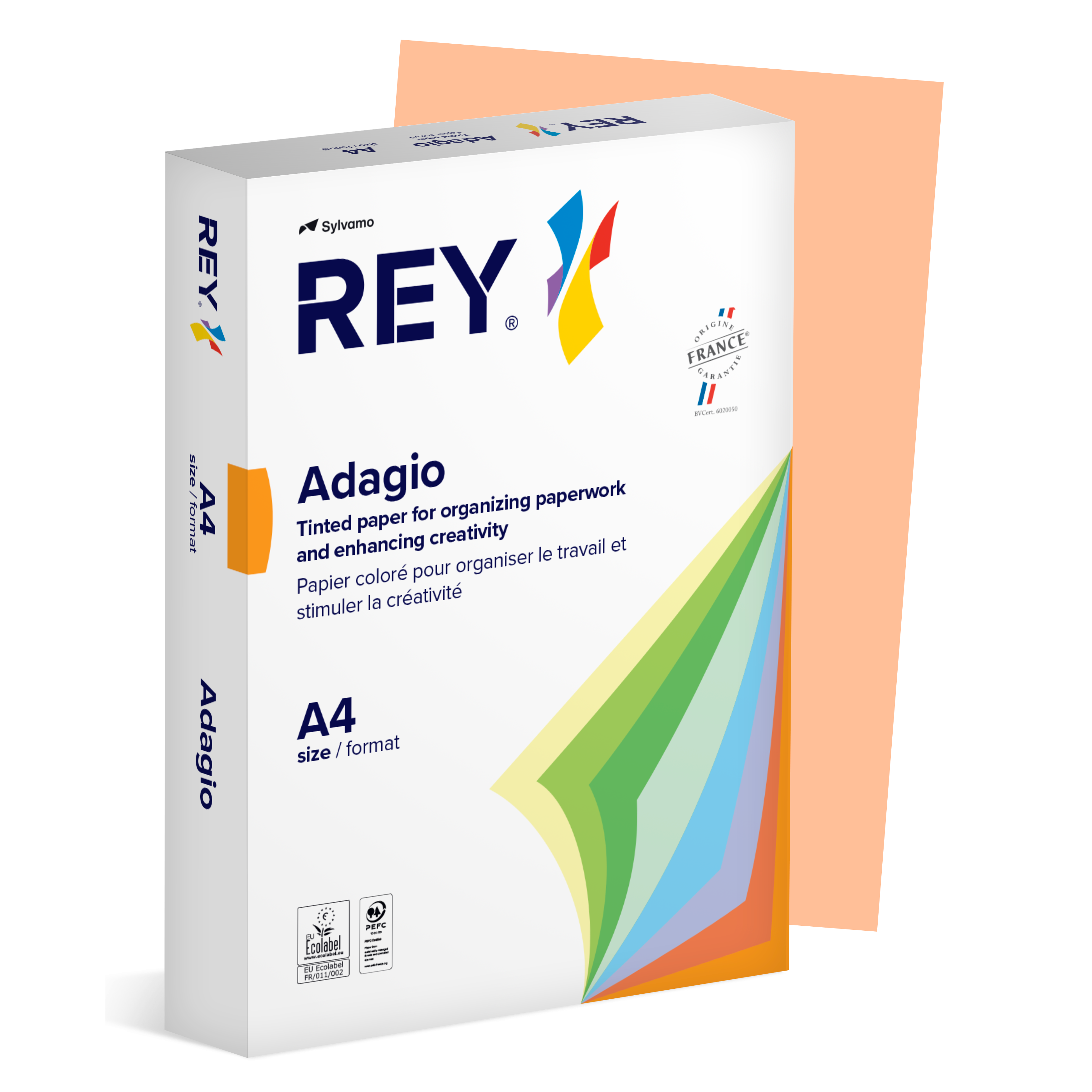 Färgat kopieringspapper Rey Adagio A4 80g 500/fp Salmon