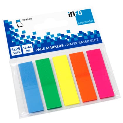 Märkflikar sorterade neonfärger 5x25 ark