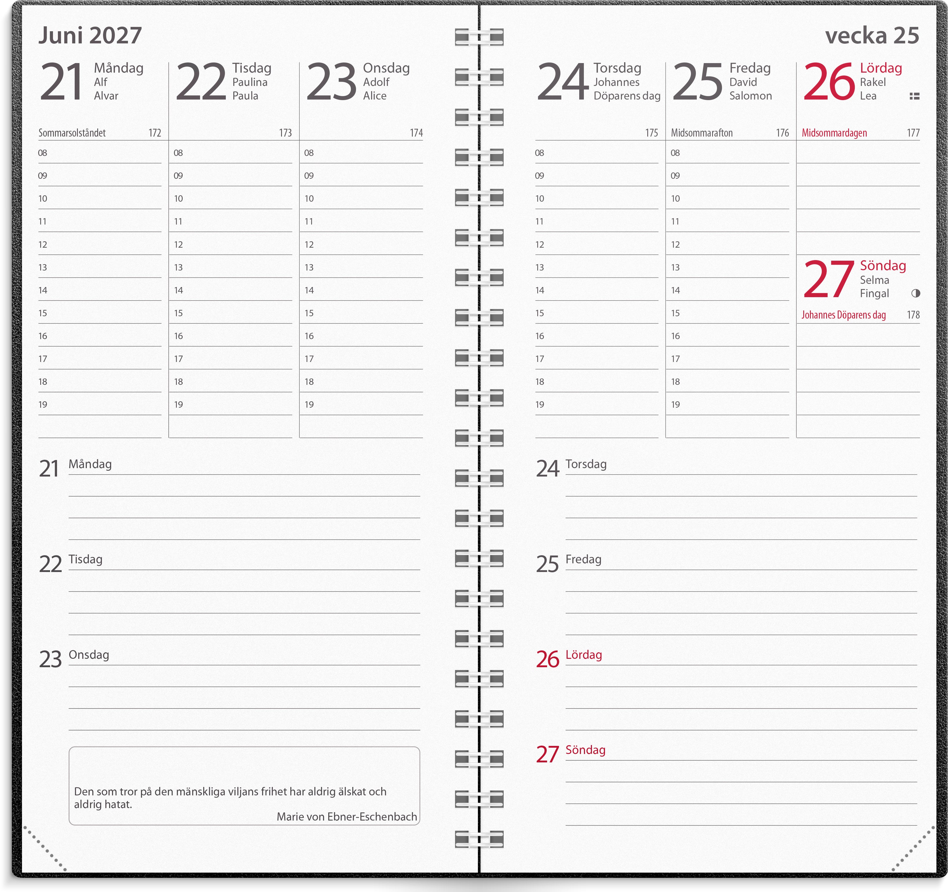 Kalender 2027 Minister refill Burde