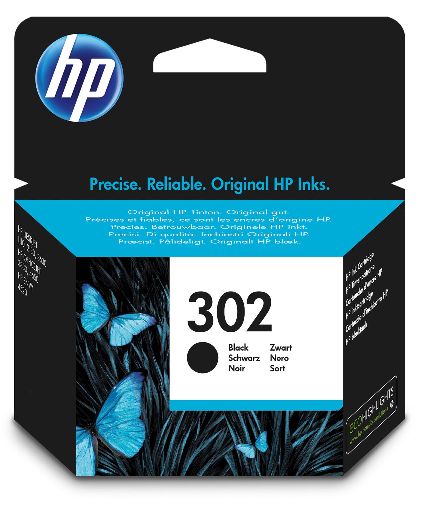 Bläckpatron HP 302 Svart 170 sidor