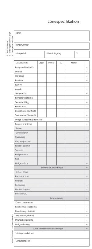 Lönespecifikation 100 st/fp