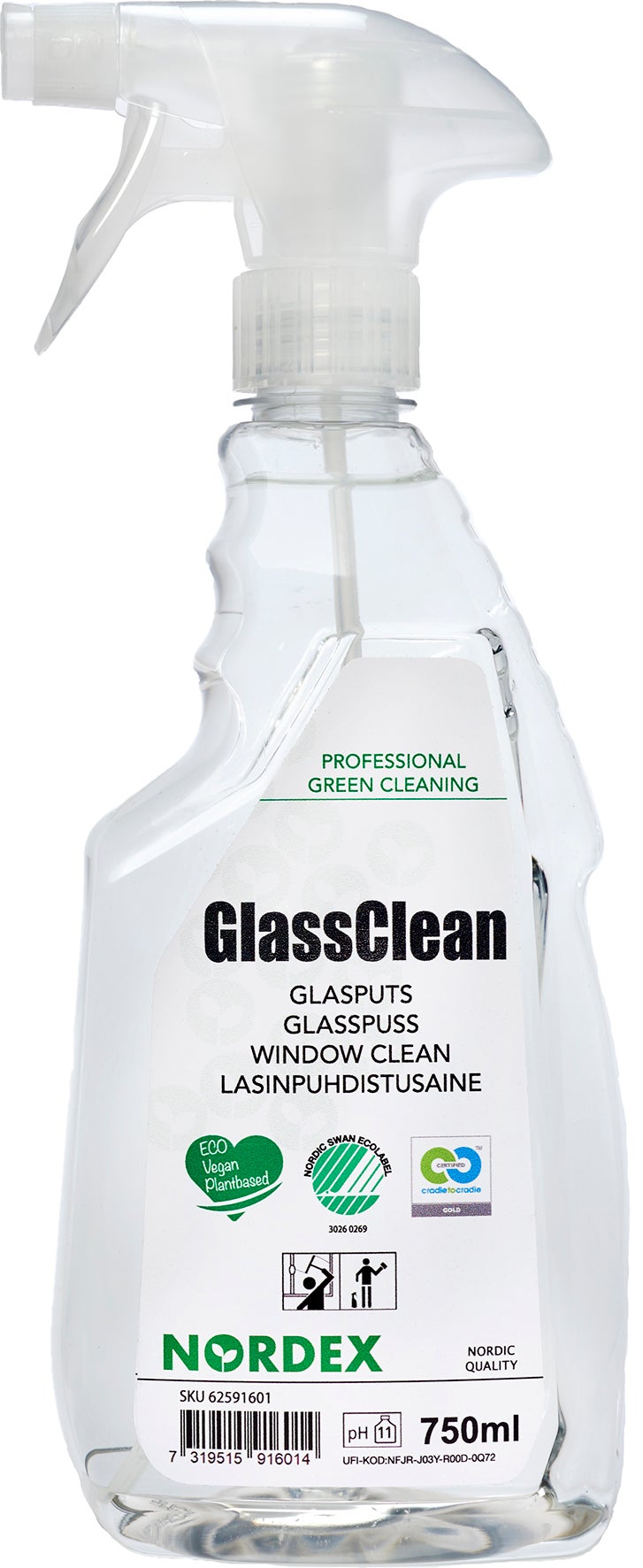 Fönsterputsmedel GlassClean 750 ml Nordex Green