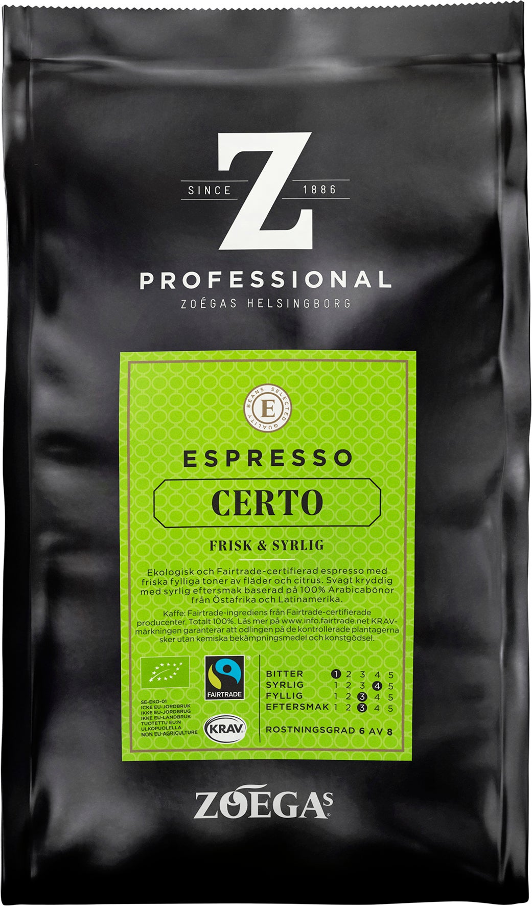 Kaffe Zoégas Espresso Certo Hela Bönor Eko 500 g