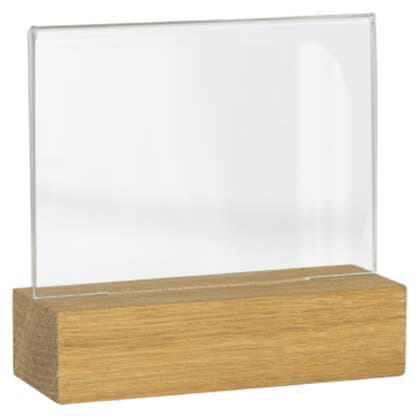 Akrylskylt med träfot