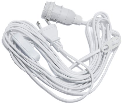 Upphäng 5 meter sladd E14 med brytare vit