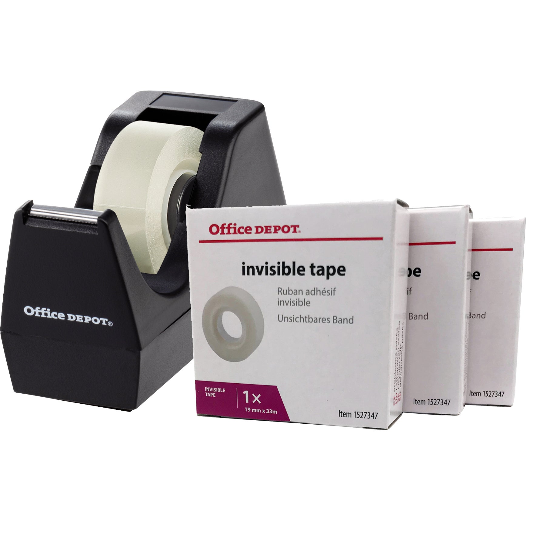 Tejphållare inkl. 3 rullar tejp 33mx19mm