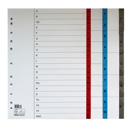 Register med plastförstärkta flikar Office Depot