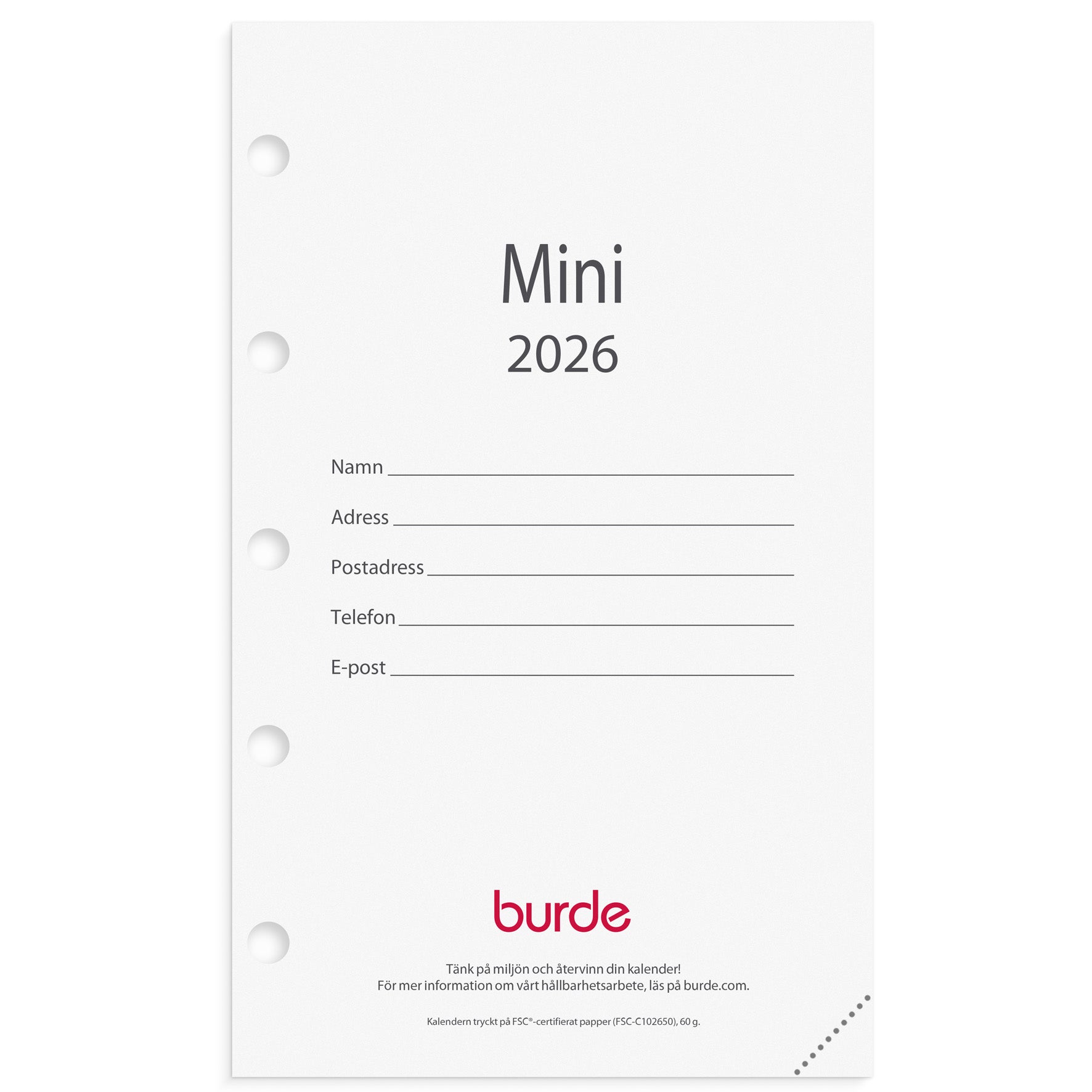 Kalender Mini 2026 kalendersats