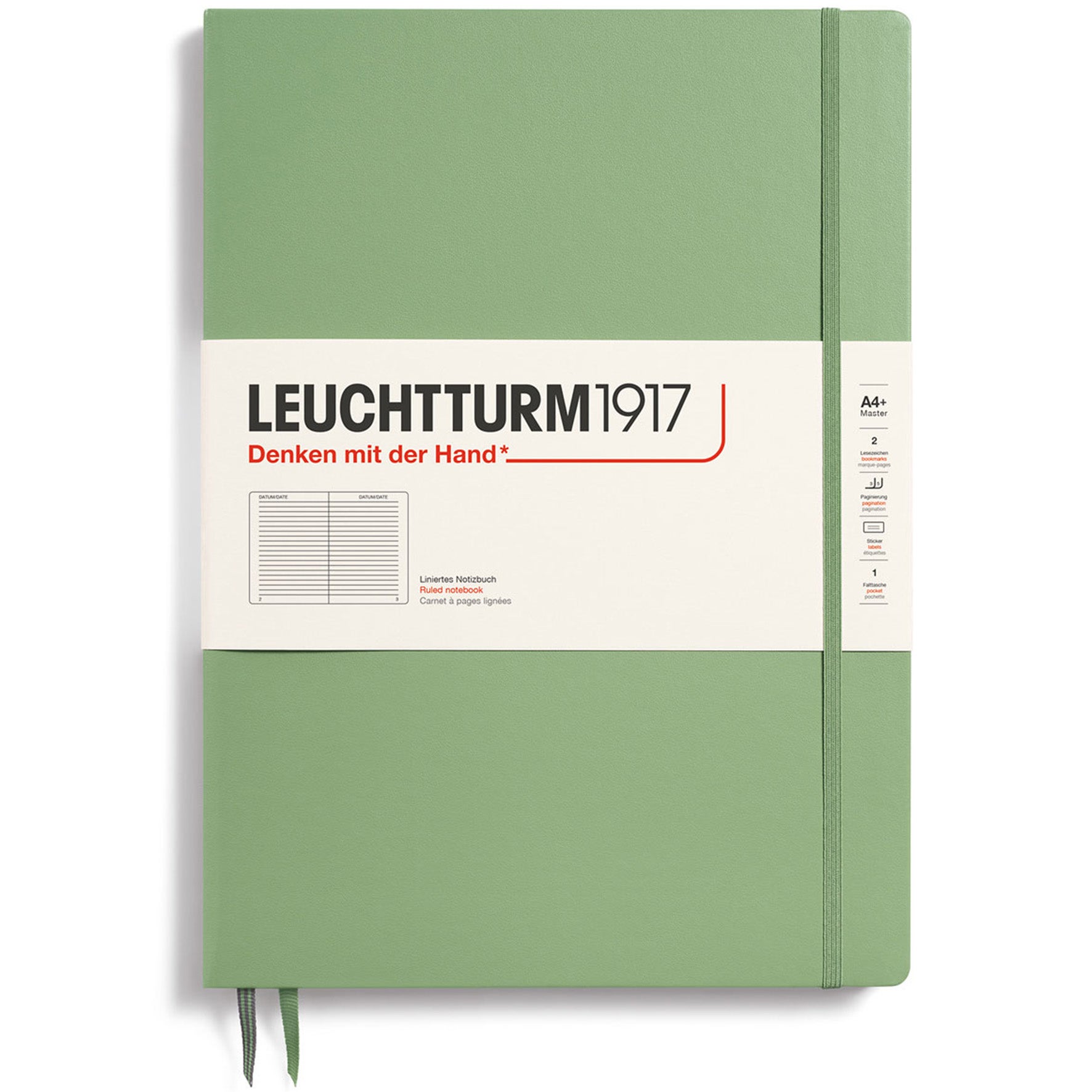 Anteckningsbok A4+ linjerad Sage