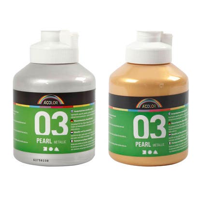 Akrylfärg metallic Silver & Guld 500 ml A-Color