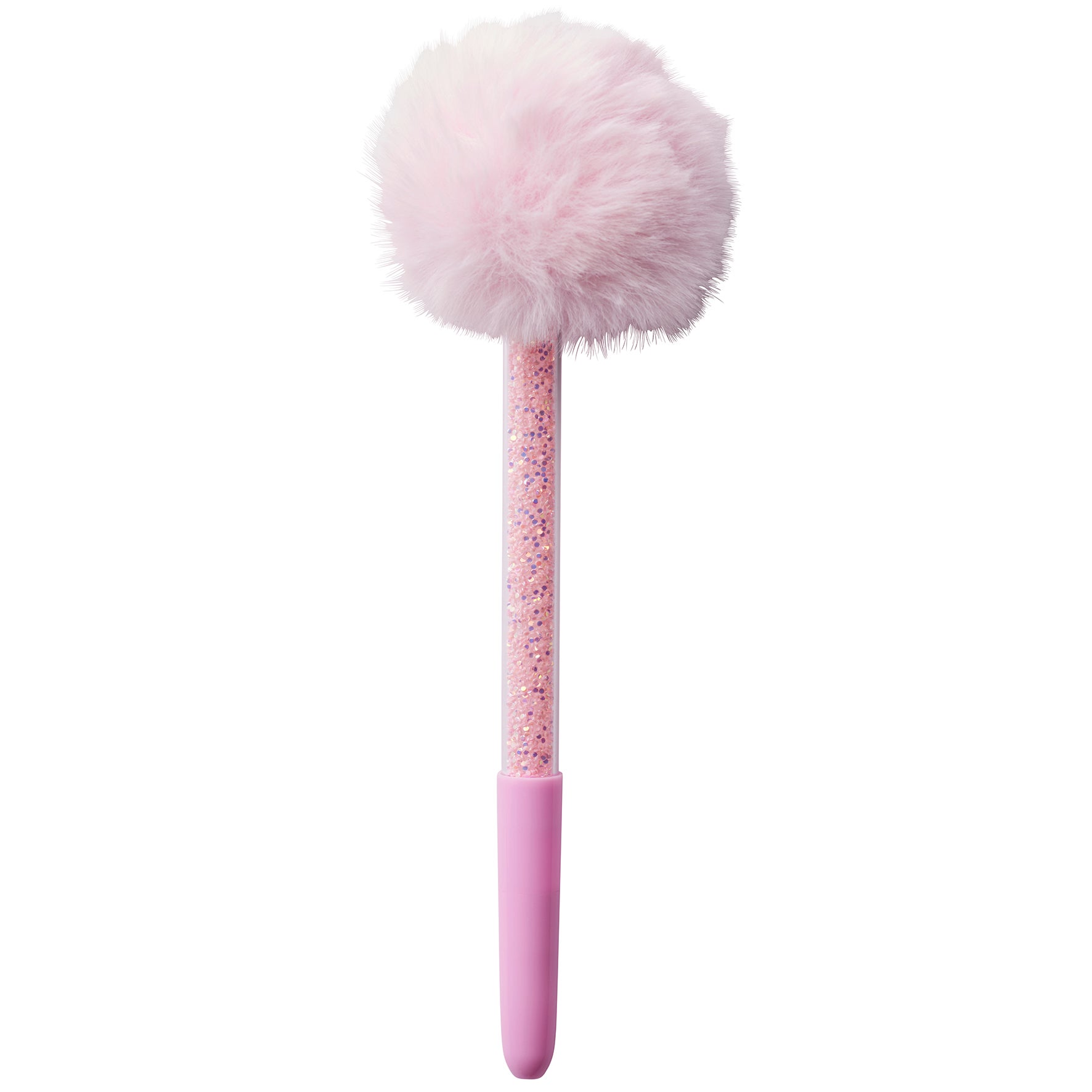 Kulspetspenna Pompom glitter rosa