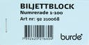 Biljettblock NR 1-100 Blå