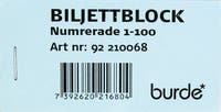 Biljettblock NR 1-100 Blå