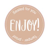Etiket ENJOY! Ø50 mm brun 500 st/fp