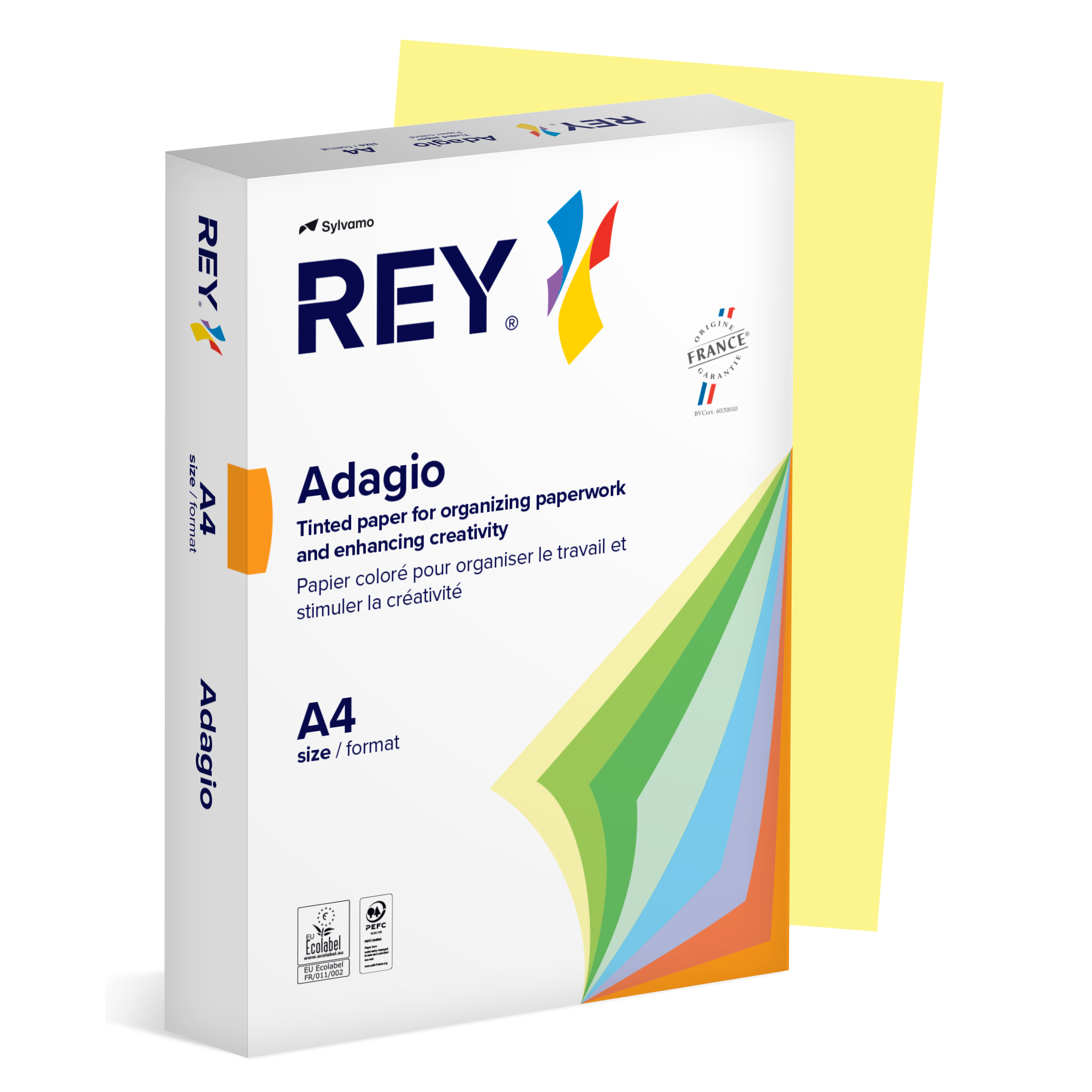 Färgat kopieringspapper Rey Adagio A4 80g 500/fp Canary