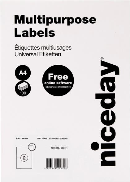 Etiketter Universal A4-ark Niceday