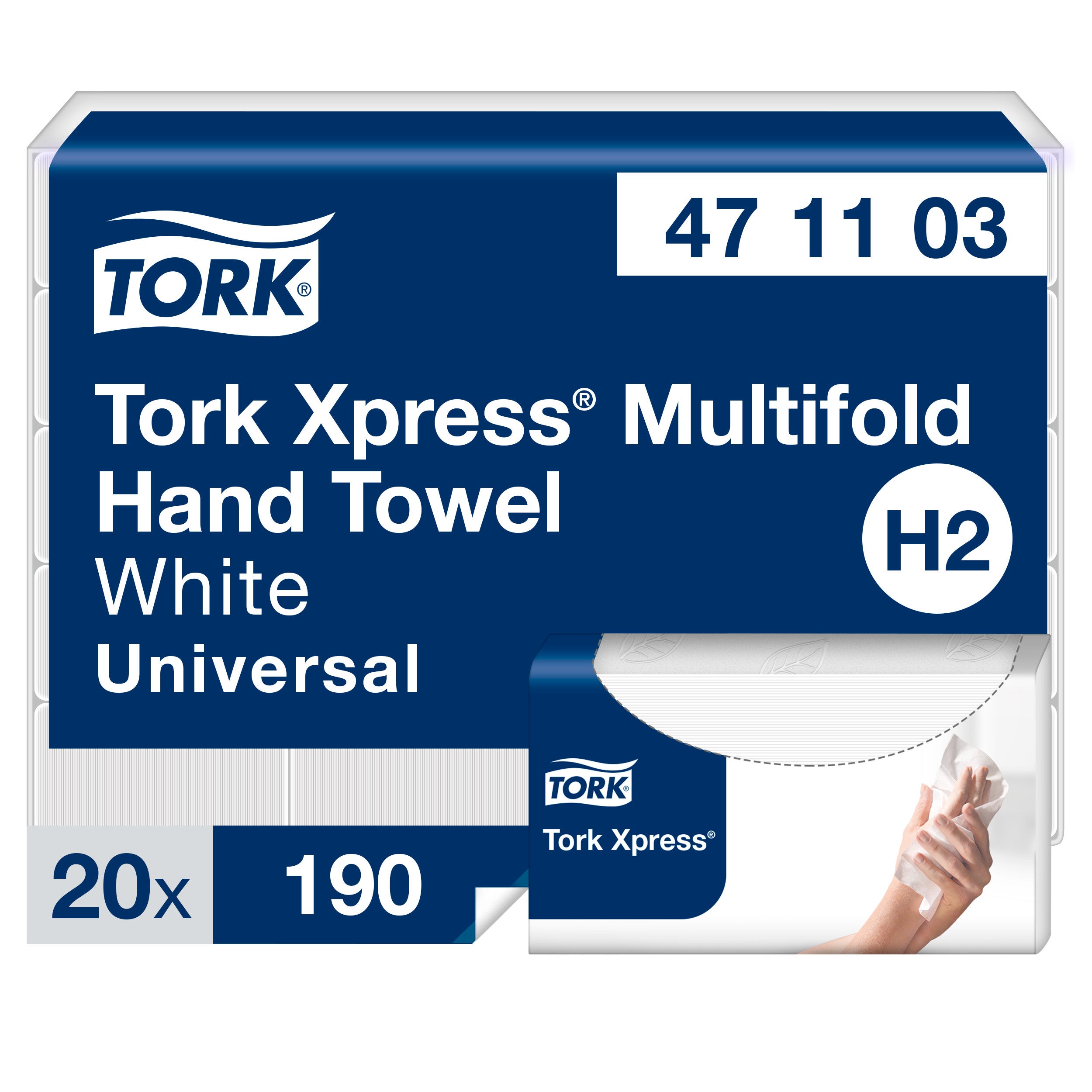 Pappershandduk Tork Mfold Uni H2 3800 st/bal