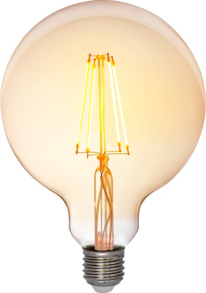 LED Filament Airam E27 globlampa 125mm 1,3W amber 125lm mycket varmvit