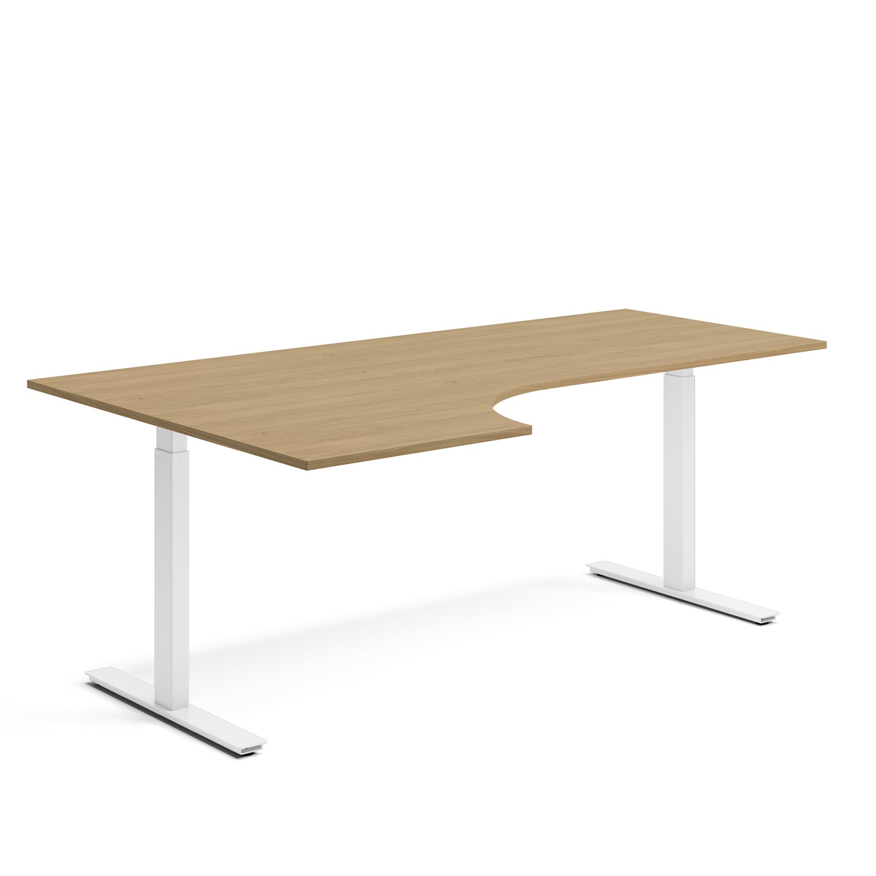 Vänstersvängt skrivbord Ergofunk Smart 800x2000x1200x600 mm Vitt underrede