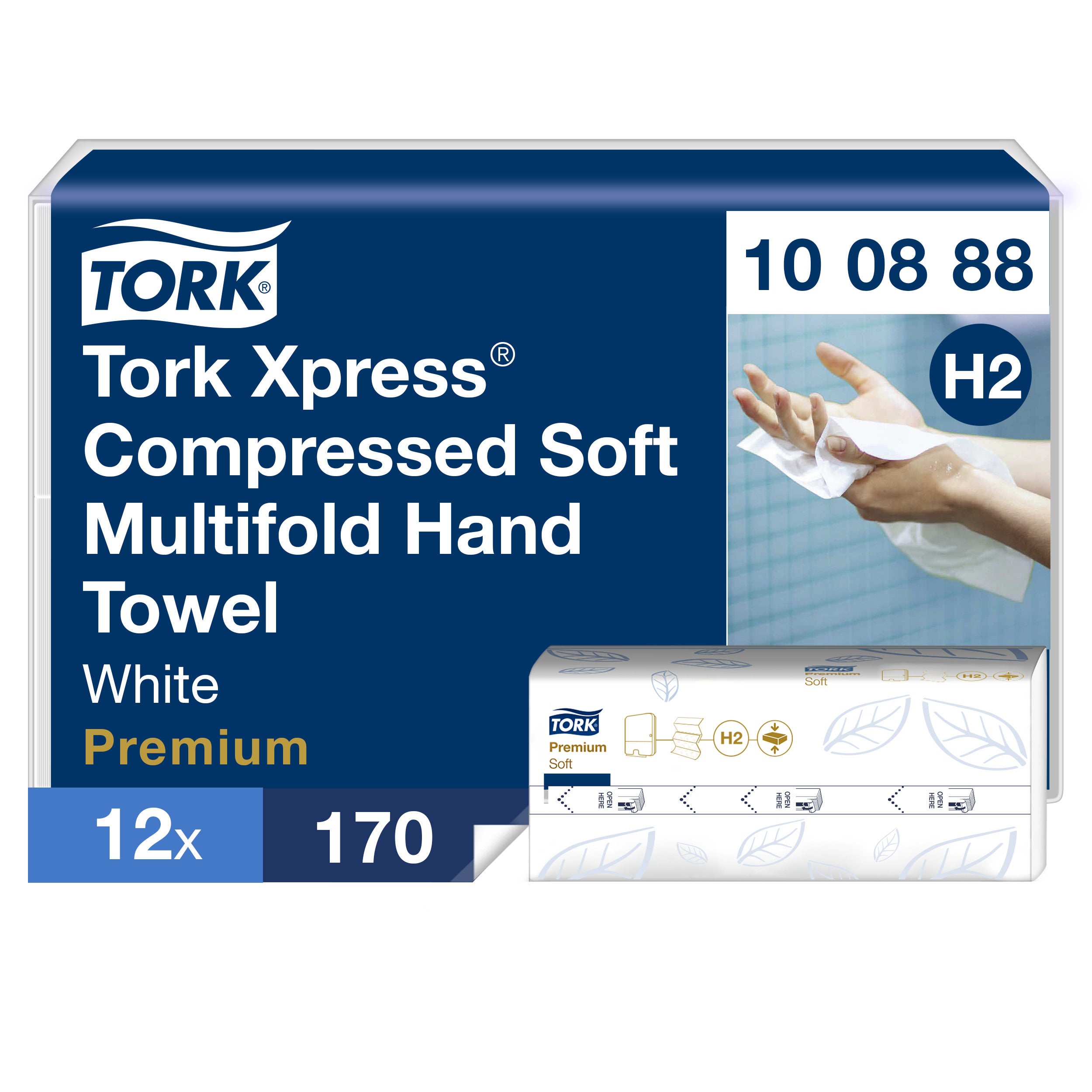 Komprimerad handduk Mjuk Multifold Tork Xpress® H2 2040/trp